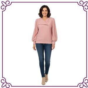 Vintage Adrienne Vittadini Dusty Rose Long Sleeve Boucle Sweater Size L0